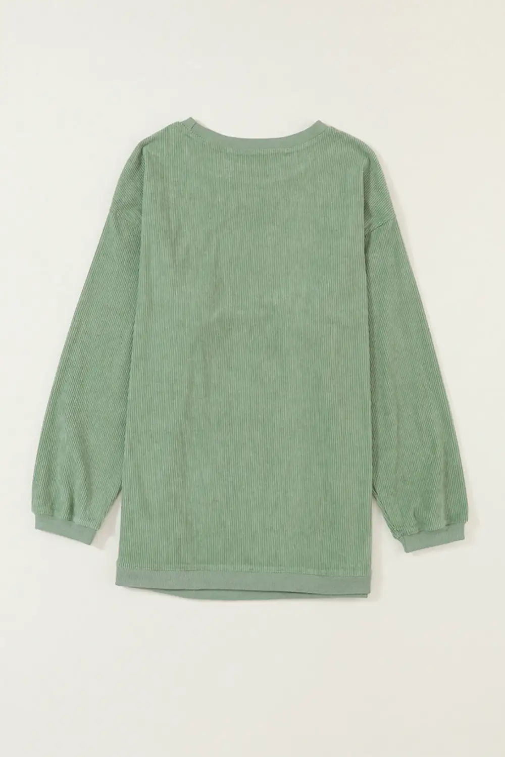 Grass Green Crinkle Rib Drop Shoulder Oversized Sweatshirt