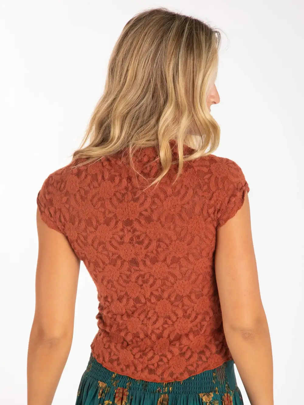 Simone Lace Tee - Rust