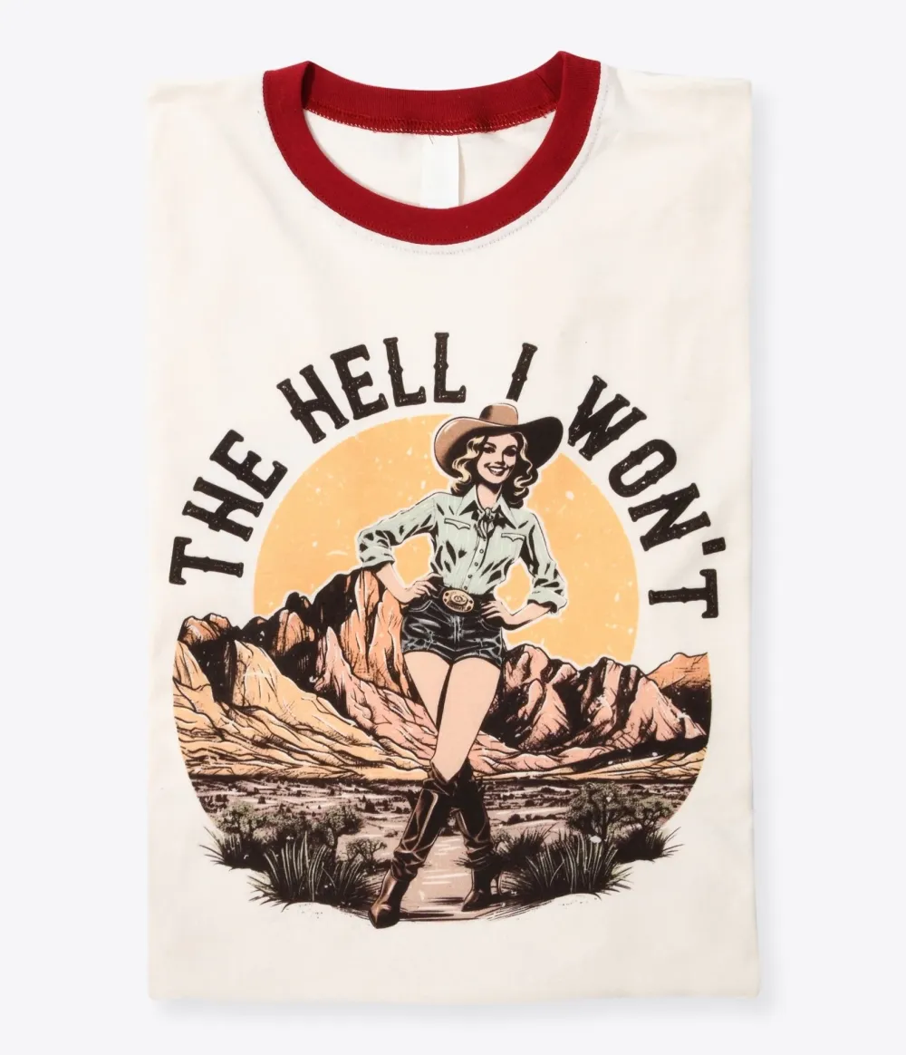 Cream The Hell I Won't Unisex Graphic Ringer Tee