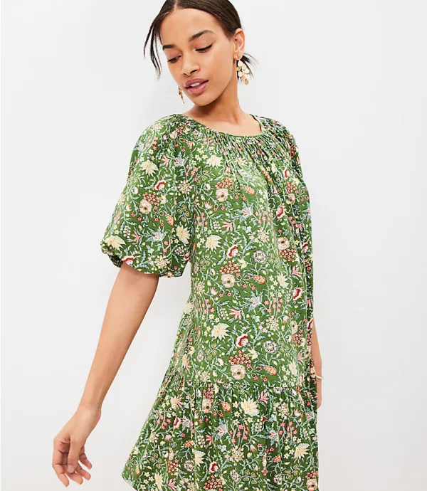 Garden Smocked Pleated Flounce Dress