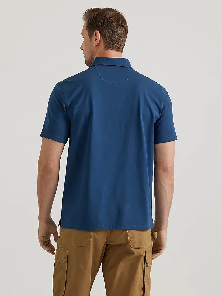 WRANGLER® RIGGS WORKWEAR® PERFORMANCE KNIT POLO IN NAVY HEATHER