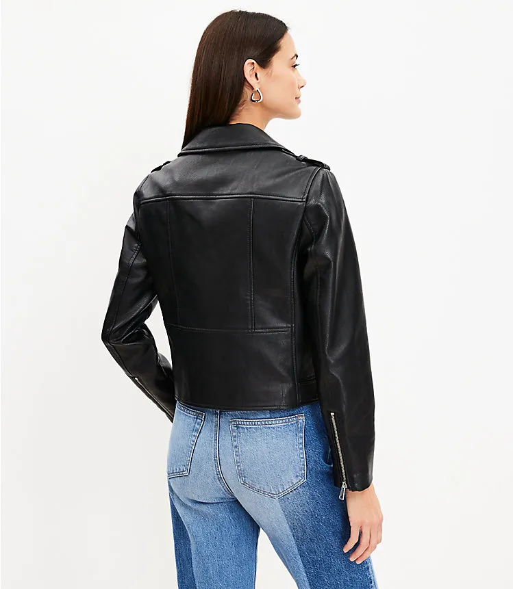 Pebbled Faux Leather Moto Jacket