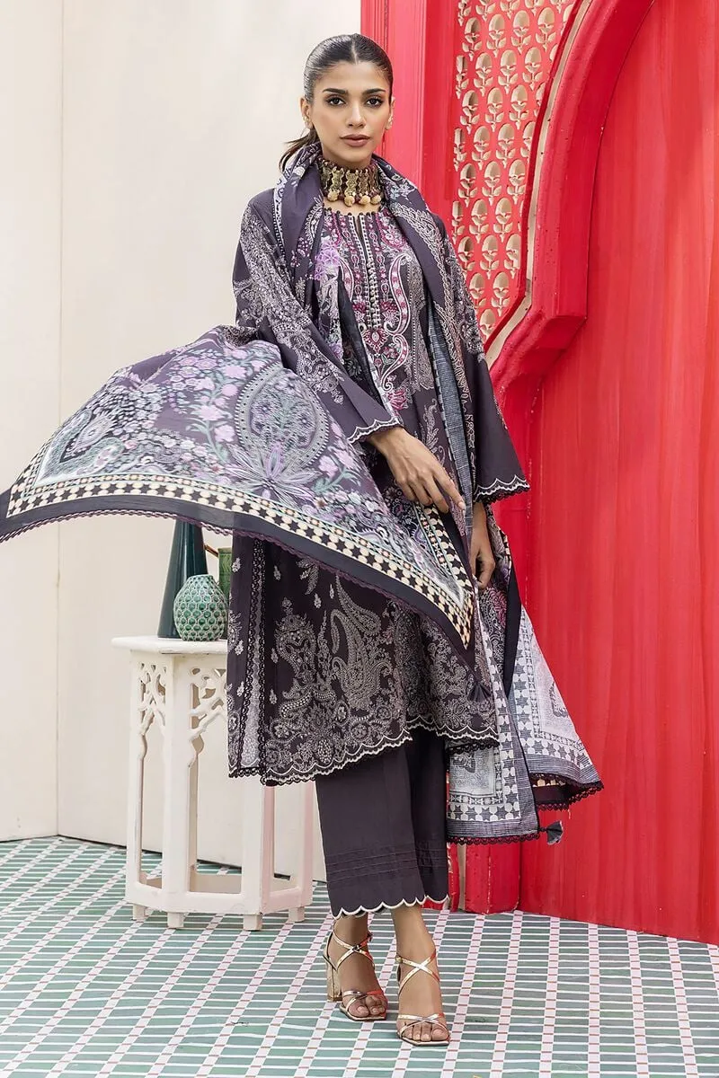 3 Piece Kurta Embroidered | Dupatta& Bottom & Tops | Color Dark Purple