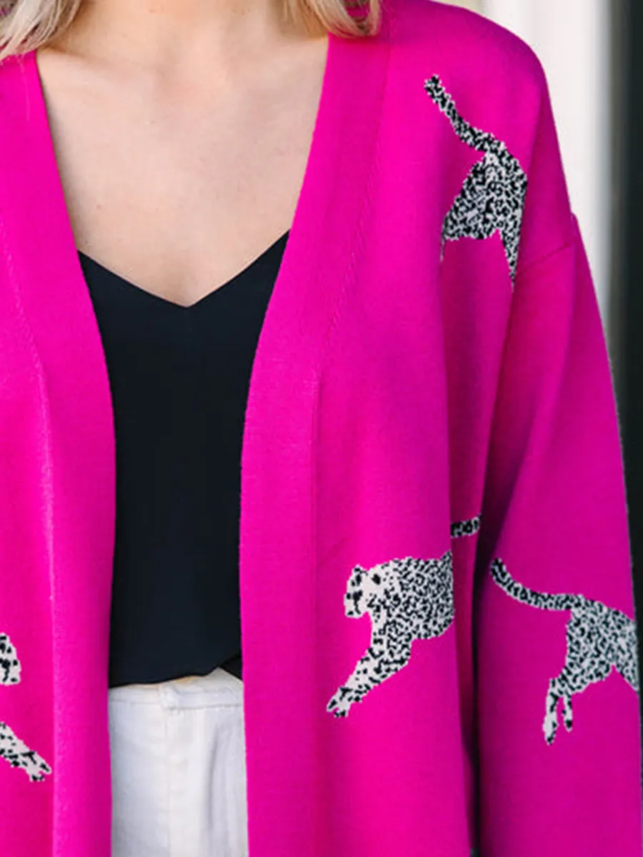 Pink animal pattern Cardigan