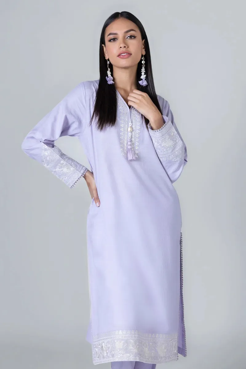 2 Piece Kurta | Embroidered & Pants Light Blue