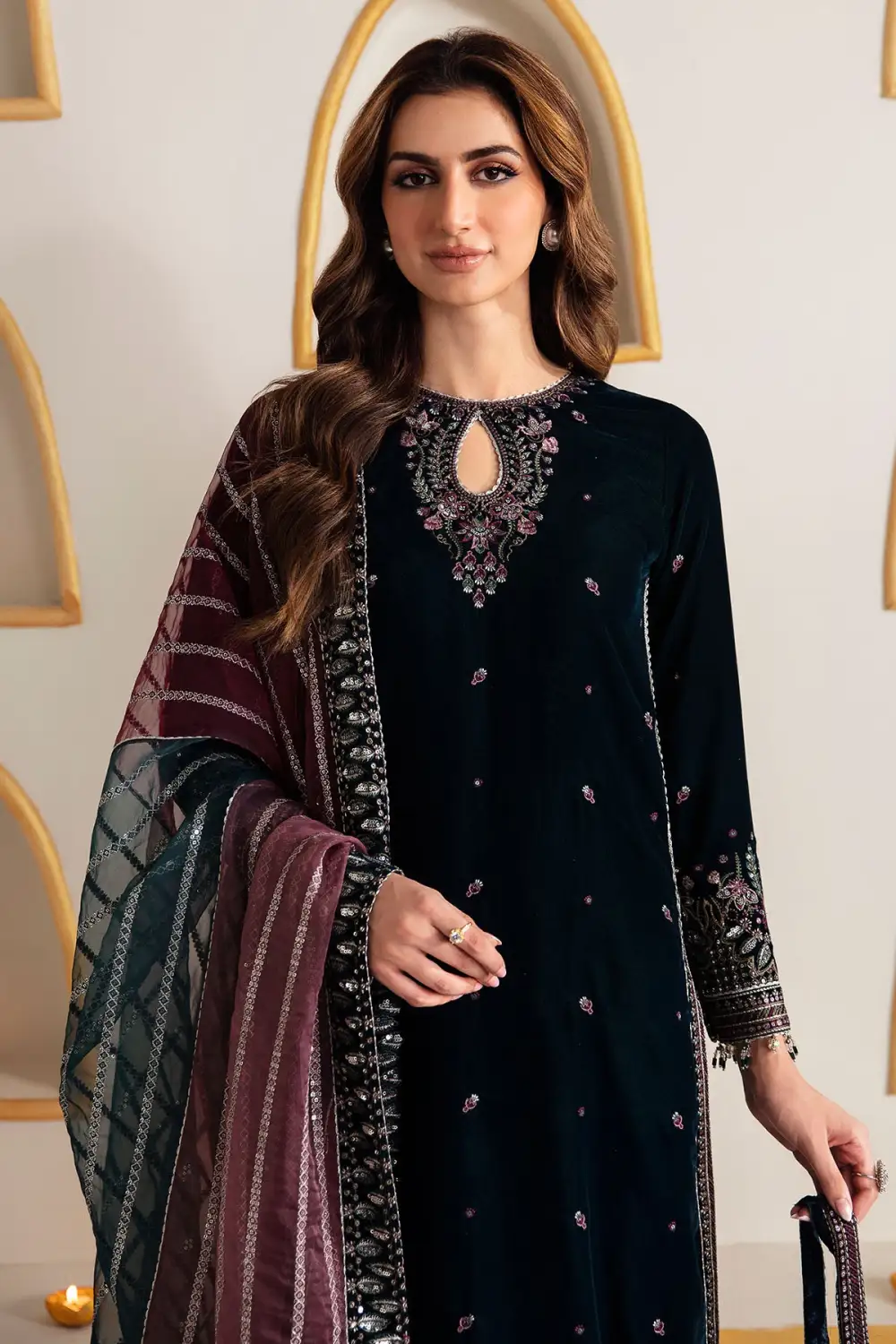 Embroidered Velvet Formal Sets