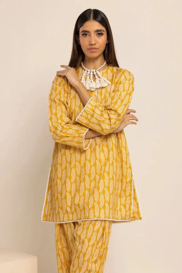 2 Piece | Kurta & Pants | Color Yellow