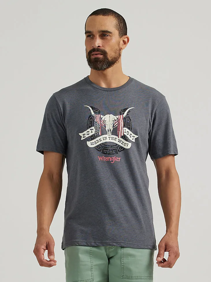 MEN'S STEER AMERICAN FLAG T-SHIRT IN ASPHALT