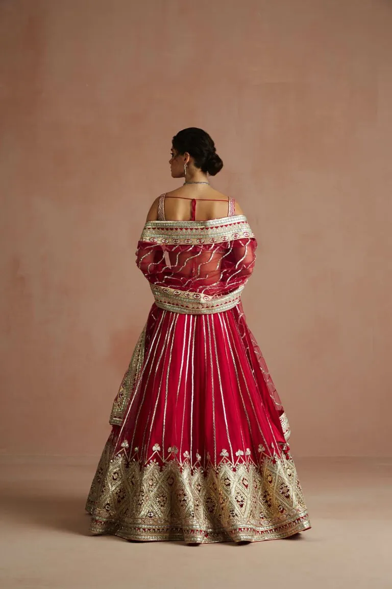 Crimson Geometric Gota Embroidered Lehenga