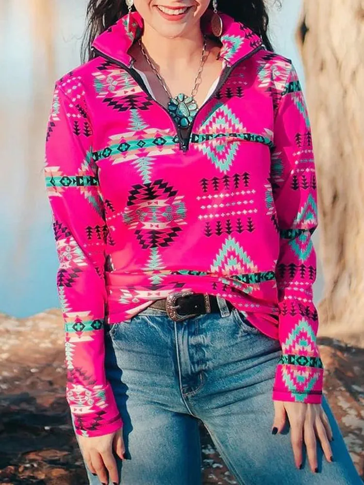 Vintage Azte Print Long Sleeve Sweatshirt