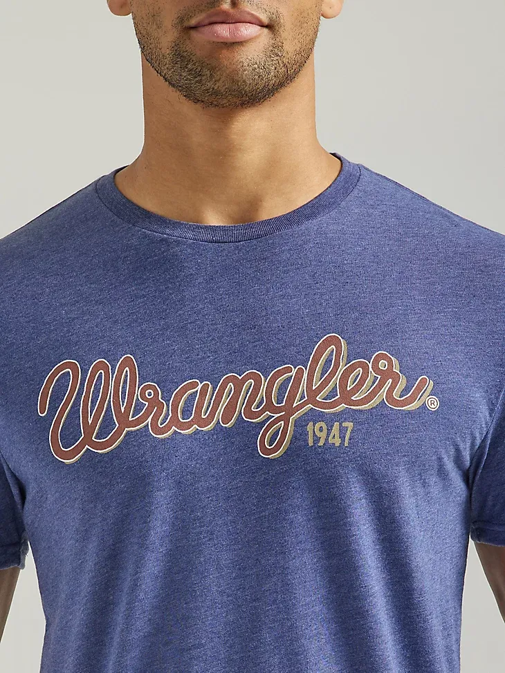 MEN'S WRANGLER LOOPED LOGO T-SHIRT IN DENIM HEATHER