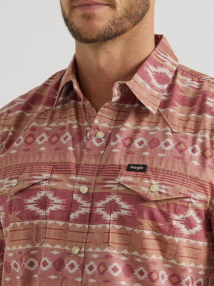 MEN'S SHORT SLEEVE PRINTED SHIRT IN CACTUS COWBOY GREEN