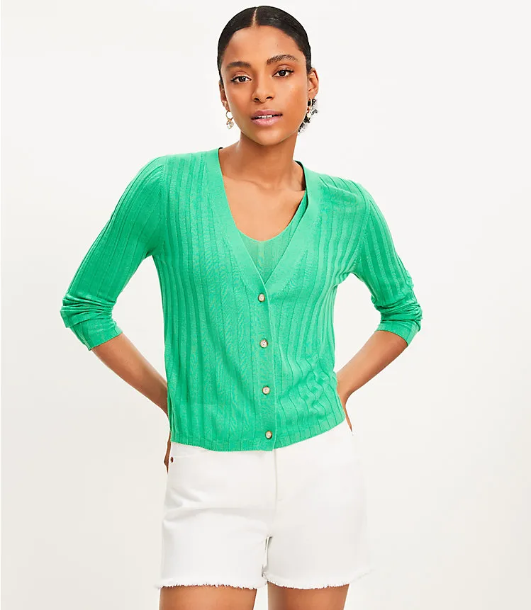 Ribbed V-Neck Cardigan