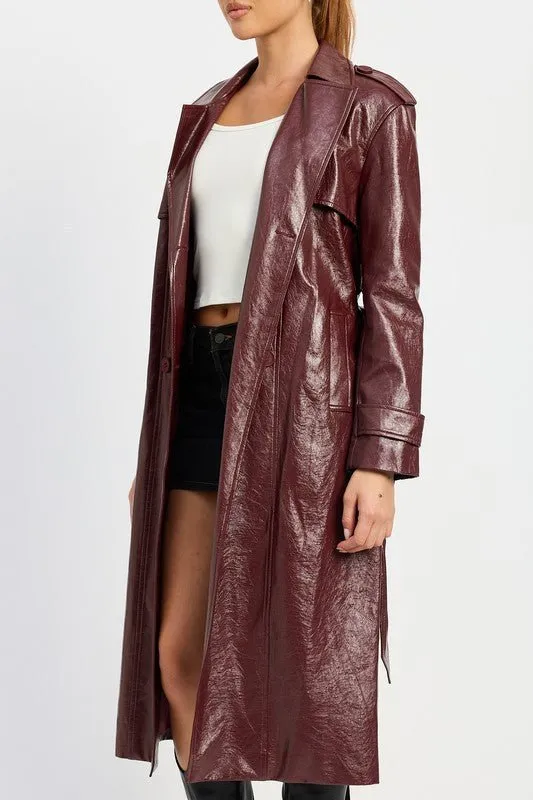 Vegan Leather Trench Coat