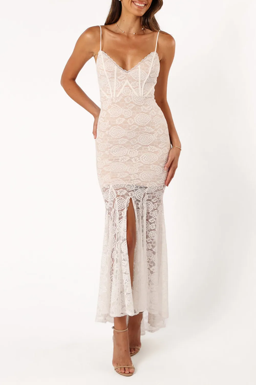 KINNY LACE MAXI DRESS - WHITE