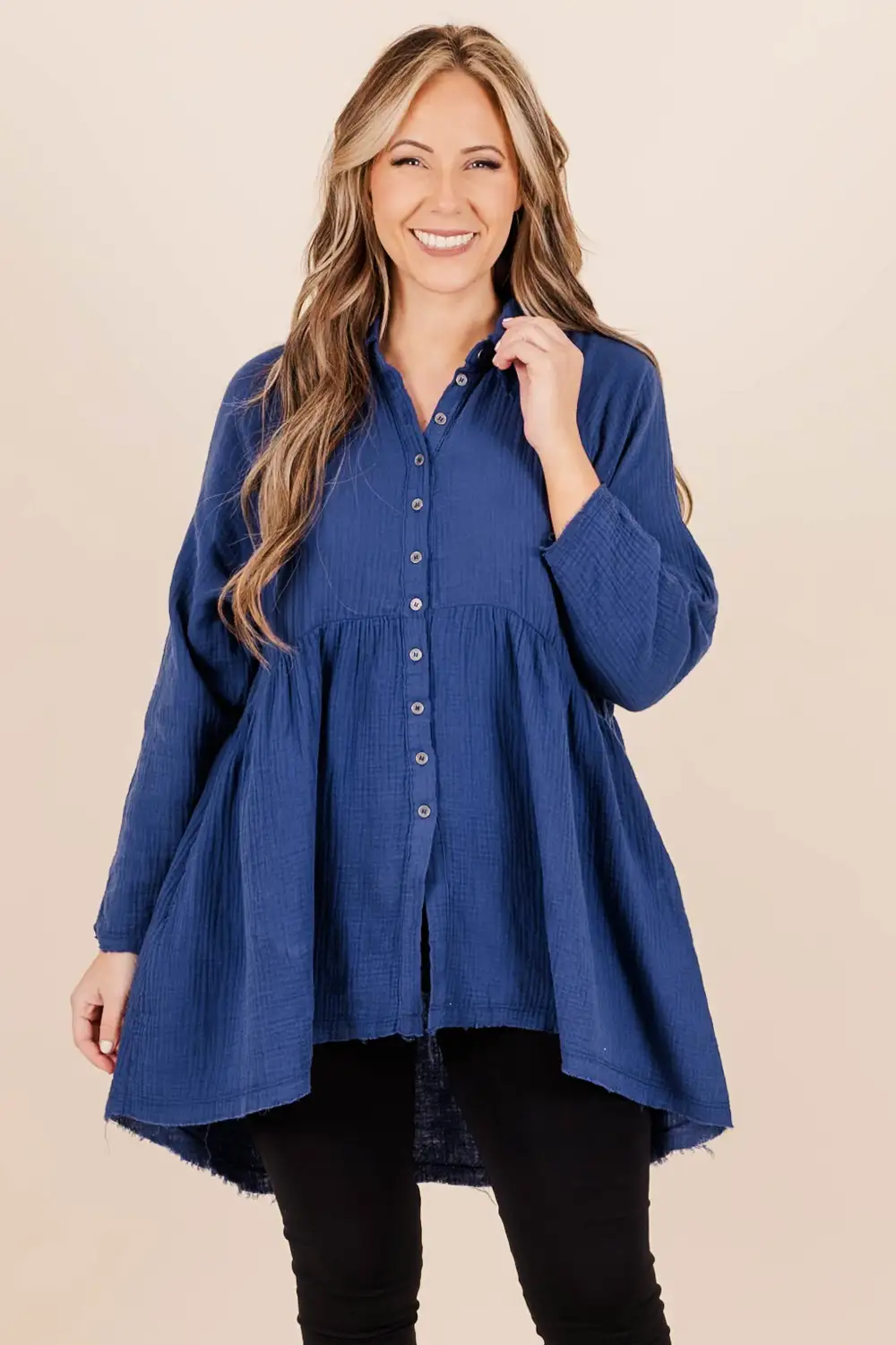 Stuck In Her Daydream Top, Light Navy