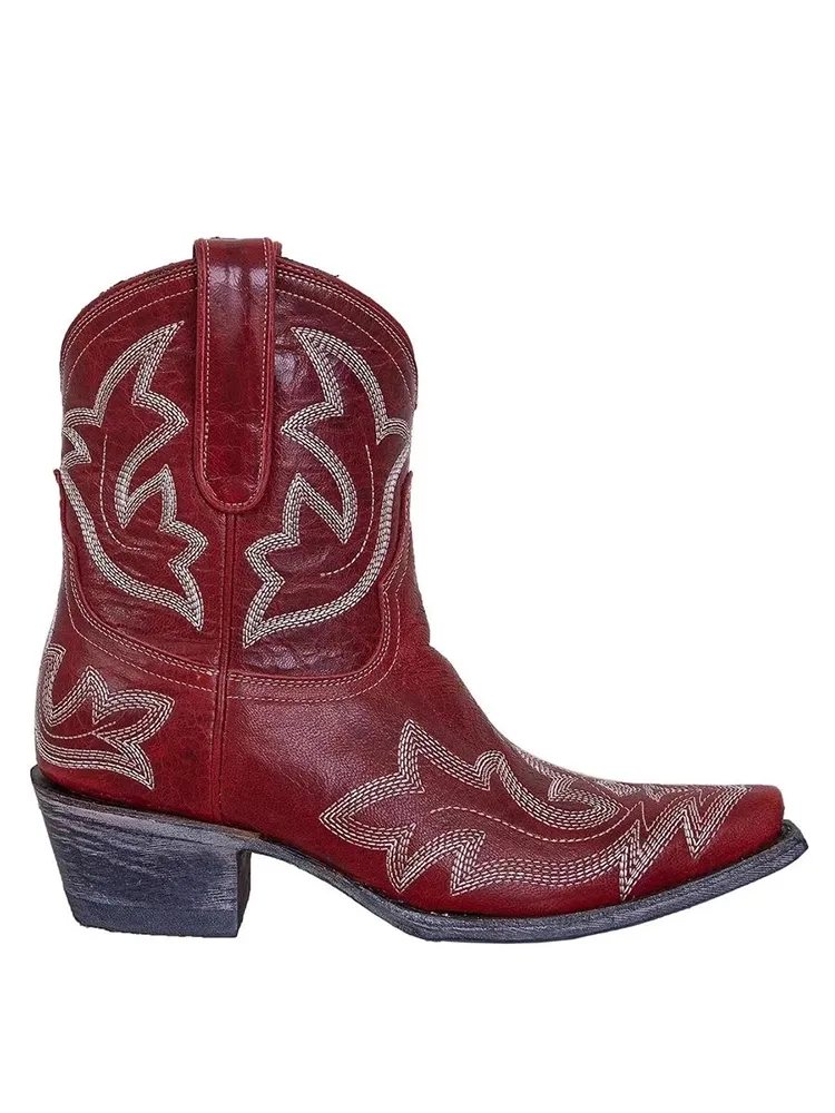 Vintage Embroidered Western Cowgirl Ankle Boots