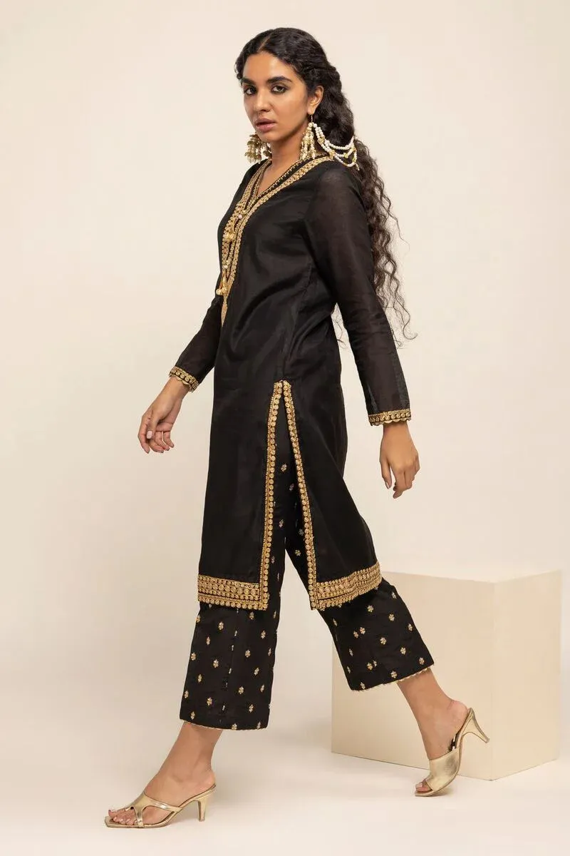 2 Piece | Kurta & Pants | Color Black