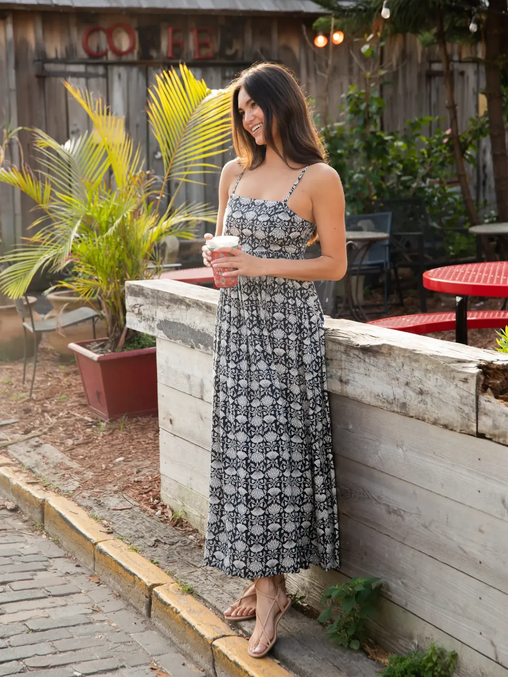 Bailey Maxi Dress - Black Floral Vines