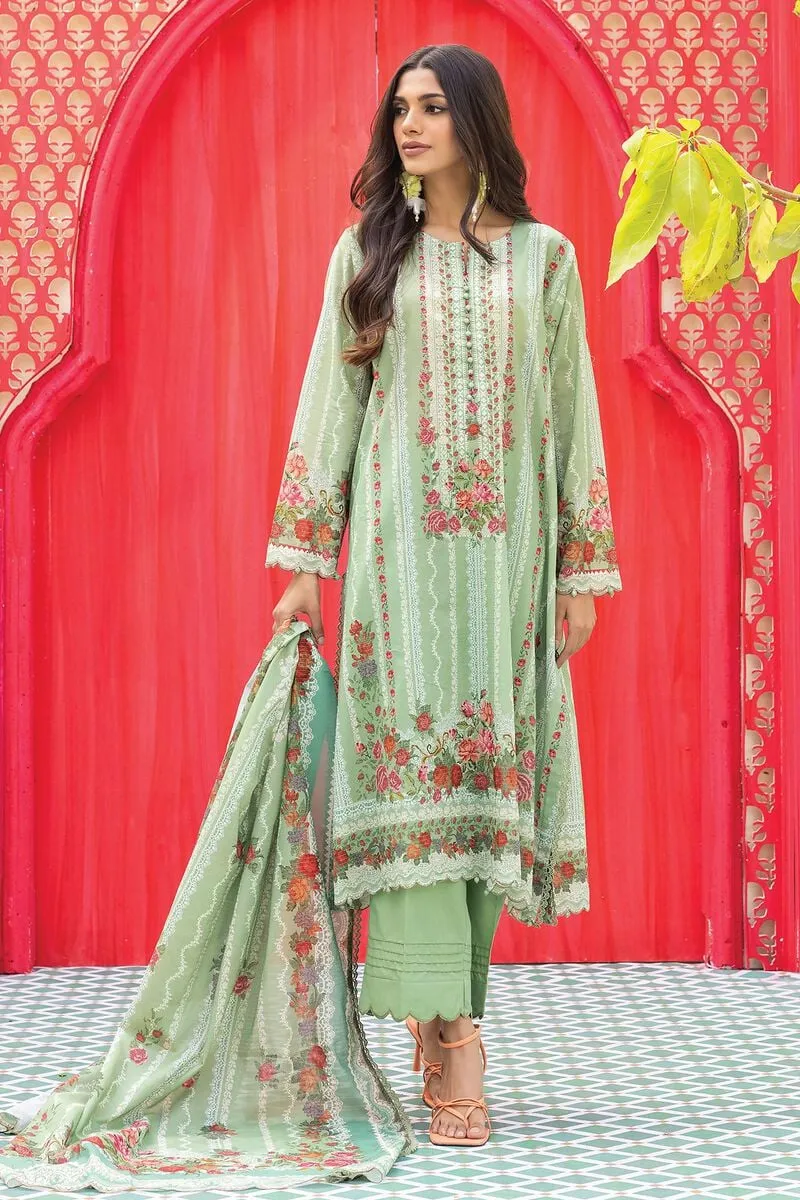 3 Piece Kurta Embroidered | Dupatta& Bottom & Tops | Color Tender green