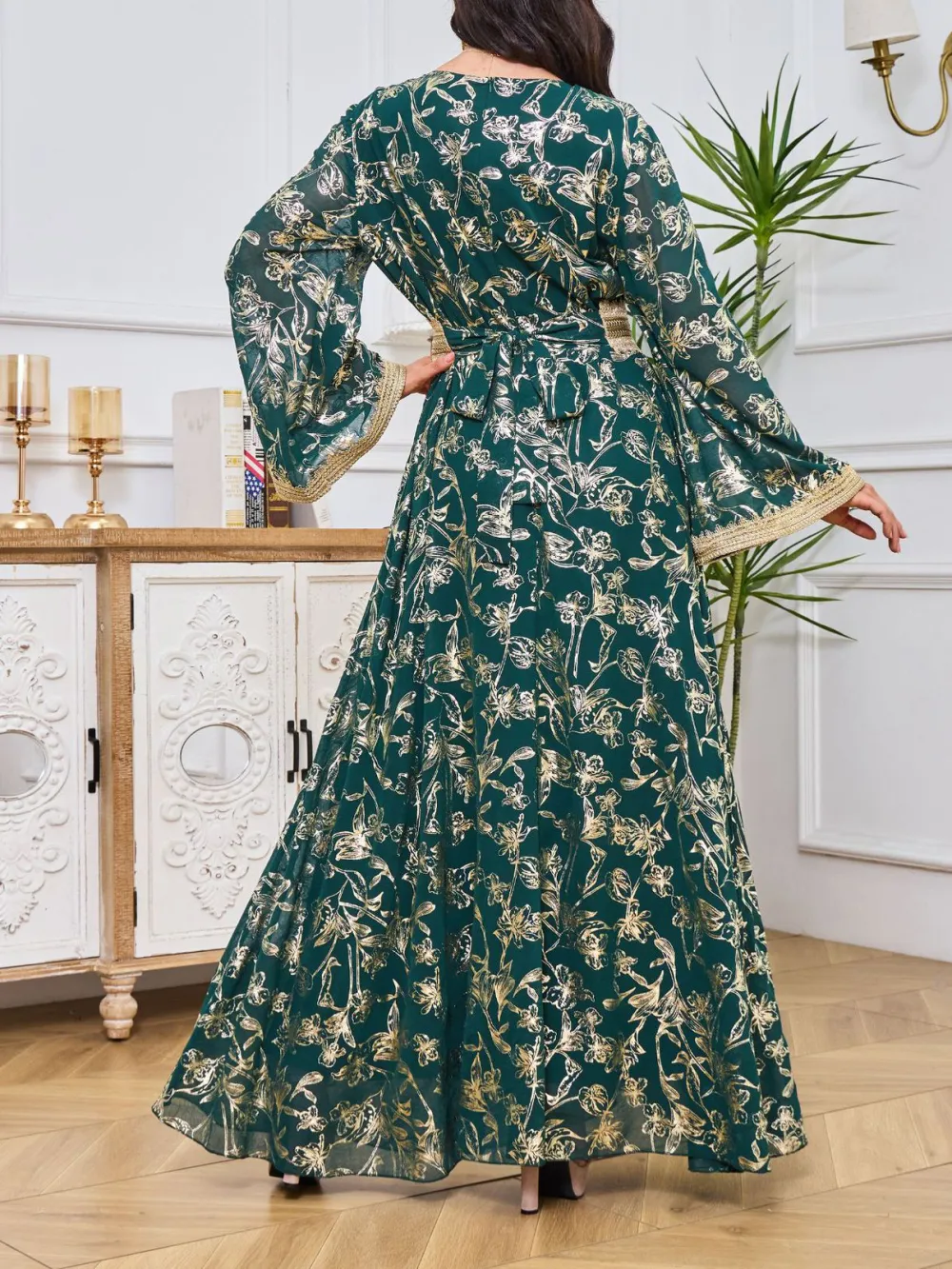 Floral bronzing fashion robe dress