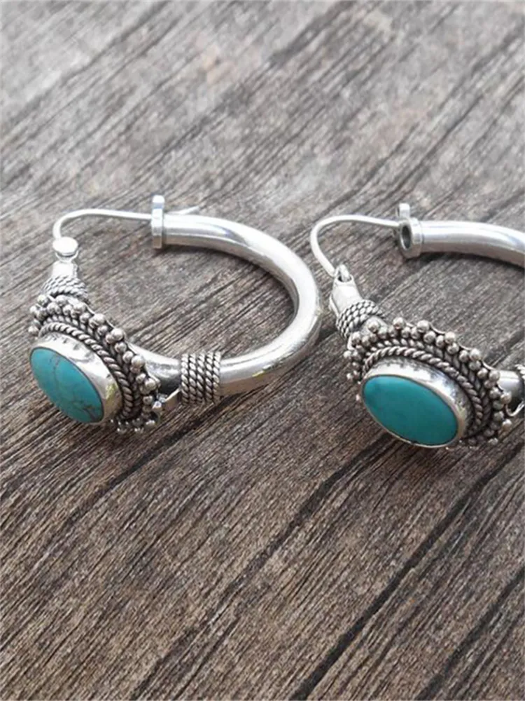 Vintage Turquoise Studded Ring Earrings