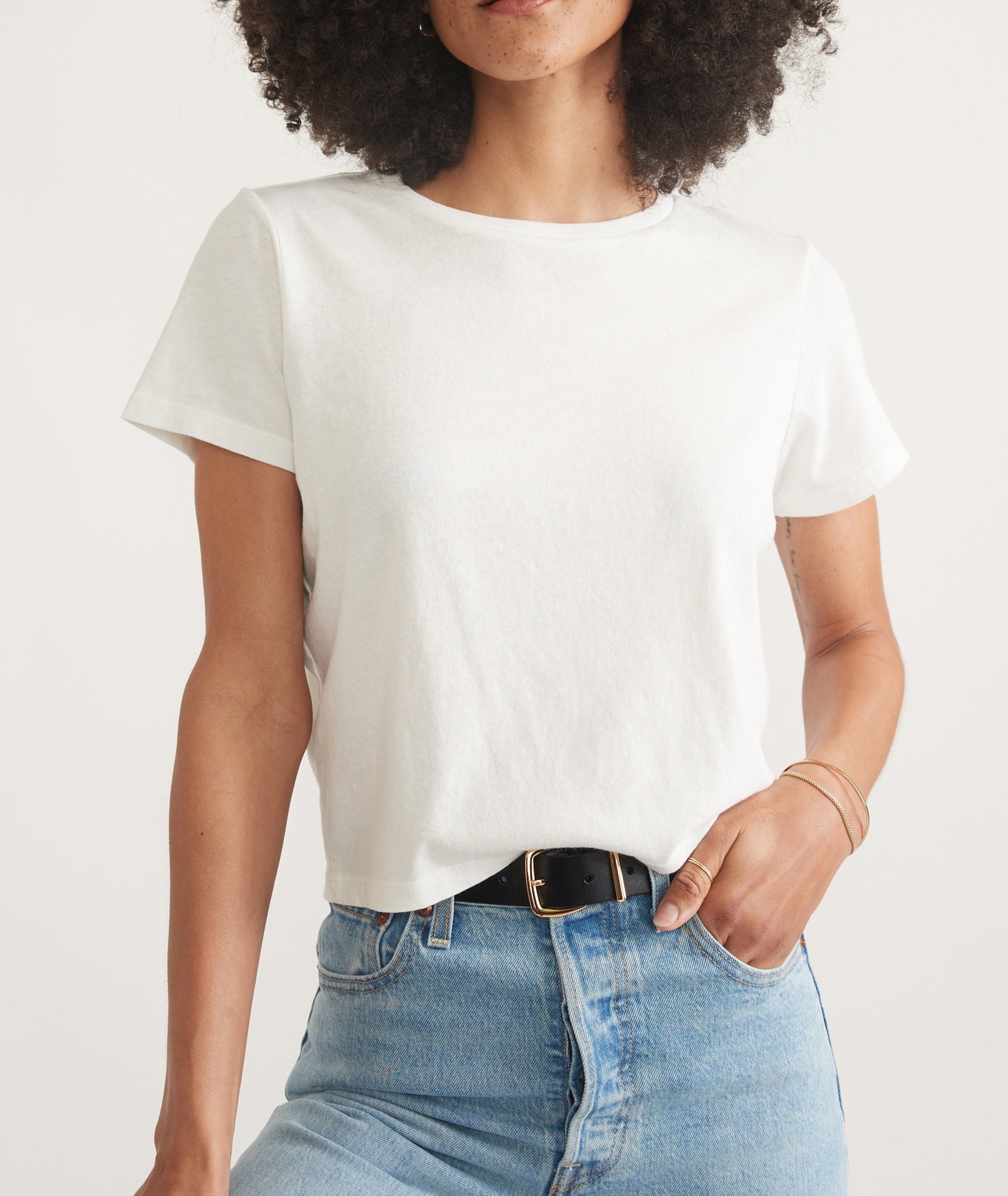 White Easy Crew Crop Tee