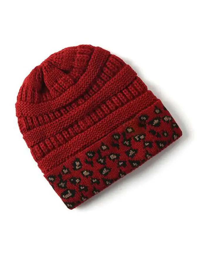 🔥Buy 3 Get 10% Off🔥Women's Western Retro Leopard Print Stitching Design Beanie (Without Logo)