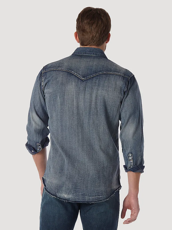 COWBOY CUT® LONG SLEEVE WESTERN DENIM SNAP WORK SHIRT IN DARK DENIM