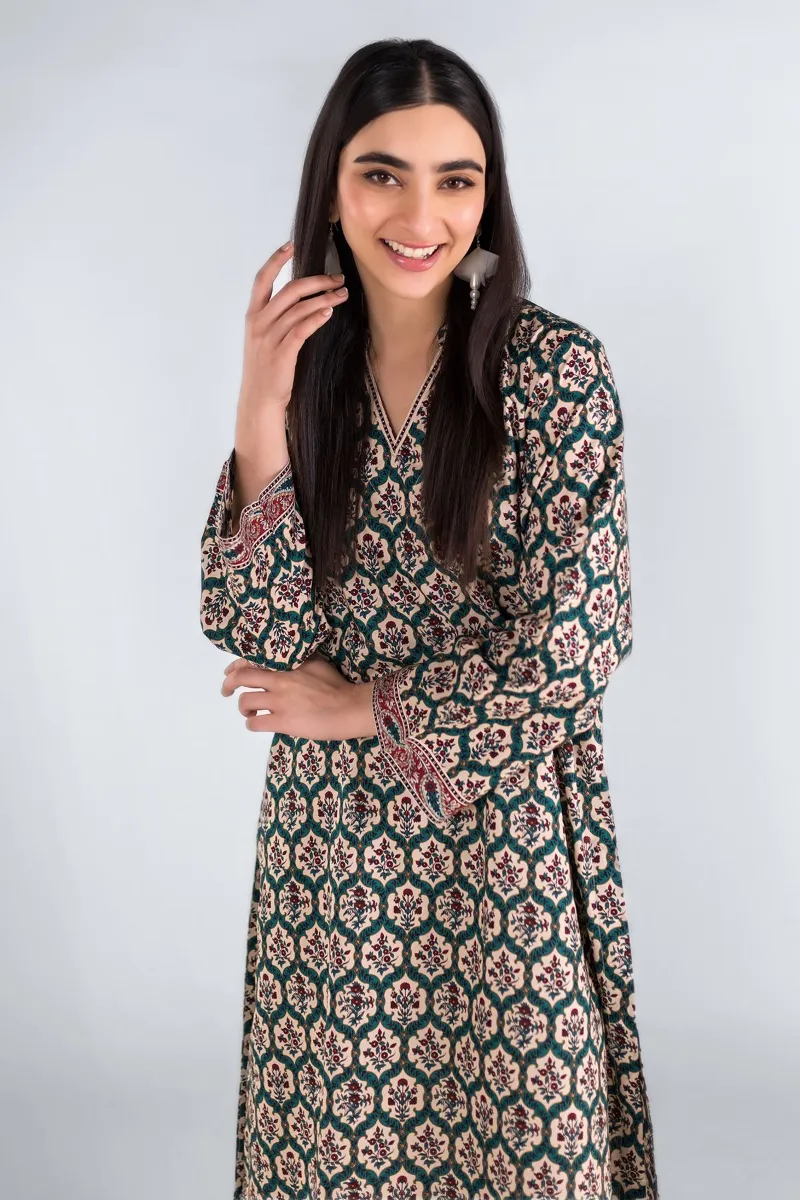 2 Piece Kurta | Embroidered & Pants | Green