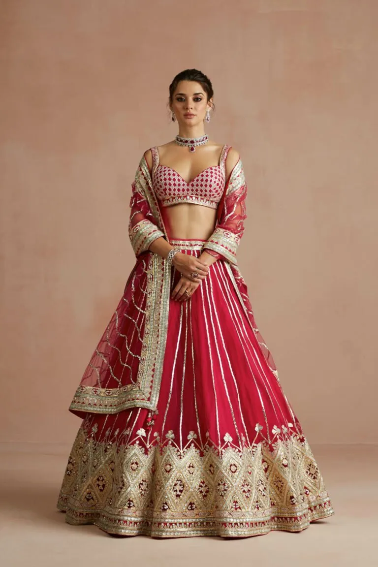 Crimson Geometric Gota Embroidered Lehenga