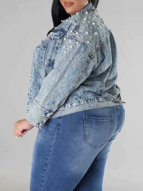 Plus-Size Fashion Denim Jacket For Women