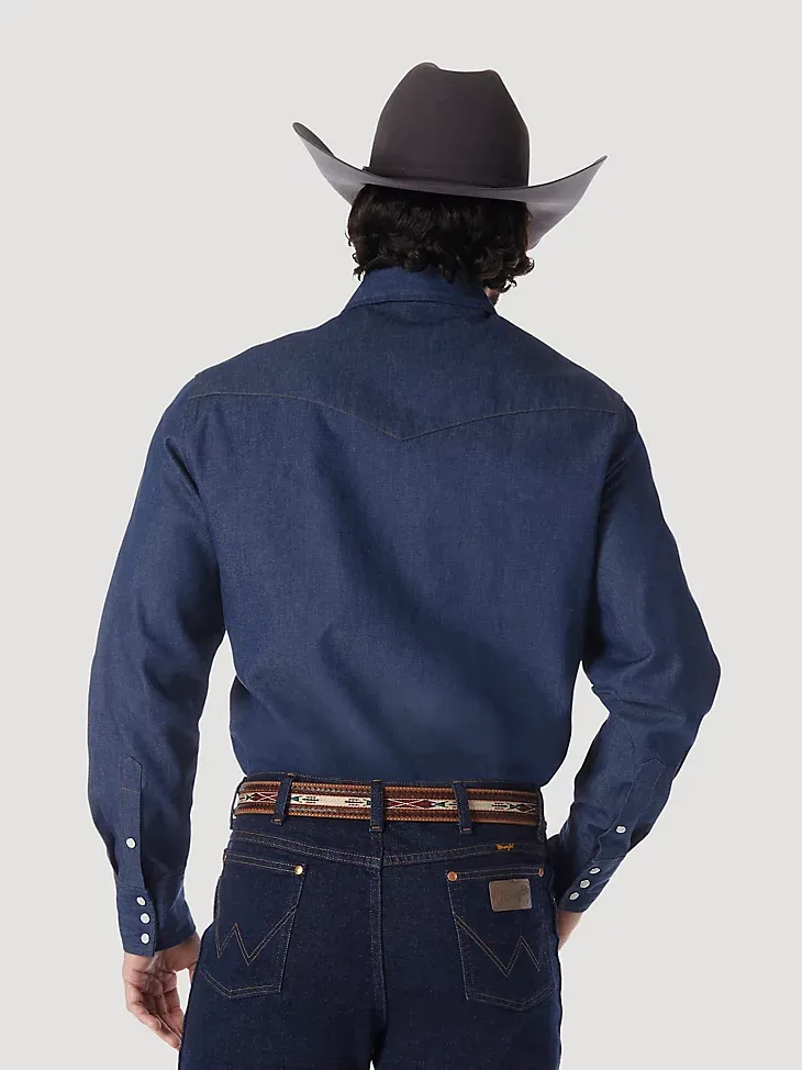 COWBOY CUT® WORK WESTERN RIGID DENIM LONG SLEEVE SHIRT IN RIGID INDIGO