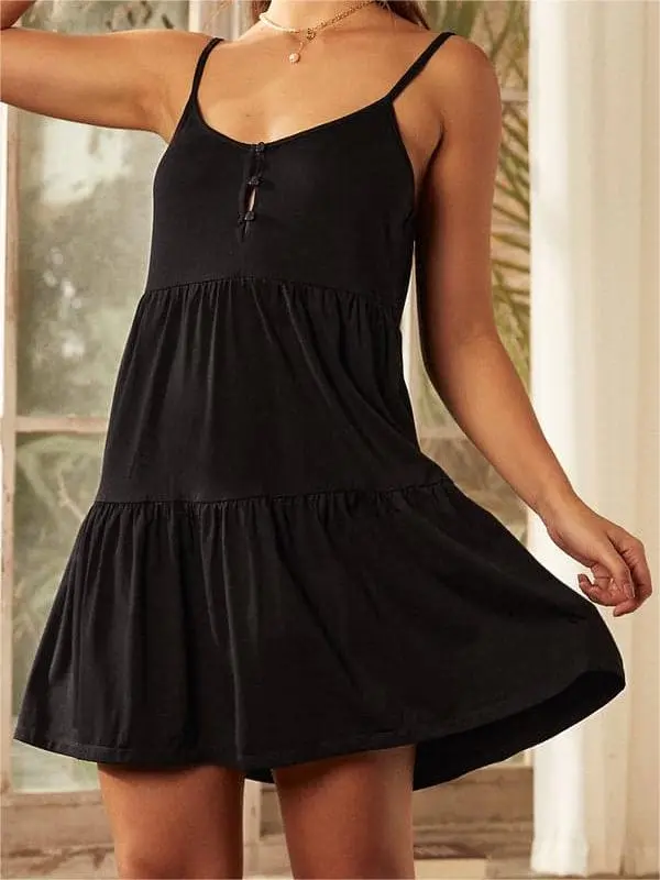 Black Casual Adjustable Dresses