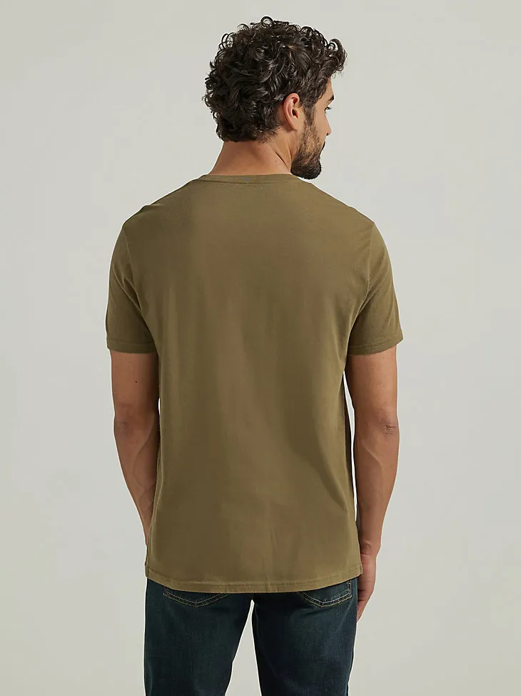 SKULL AND SNAKE LOGO T-SHIRT IN BURNT OLIVE