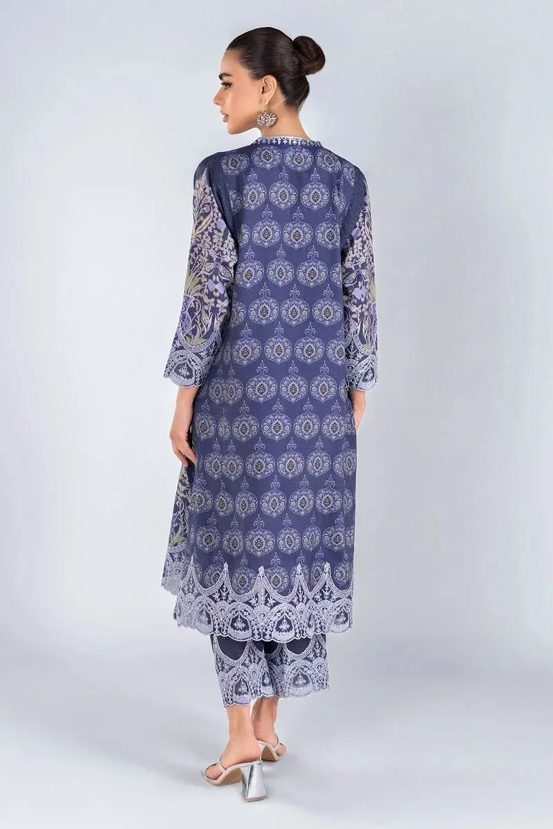 3 Piece Kurta Embroidered | Dupatta& Bottom & Tops | Color Indigo