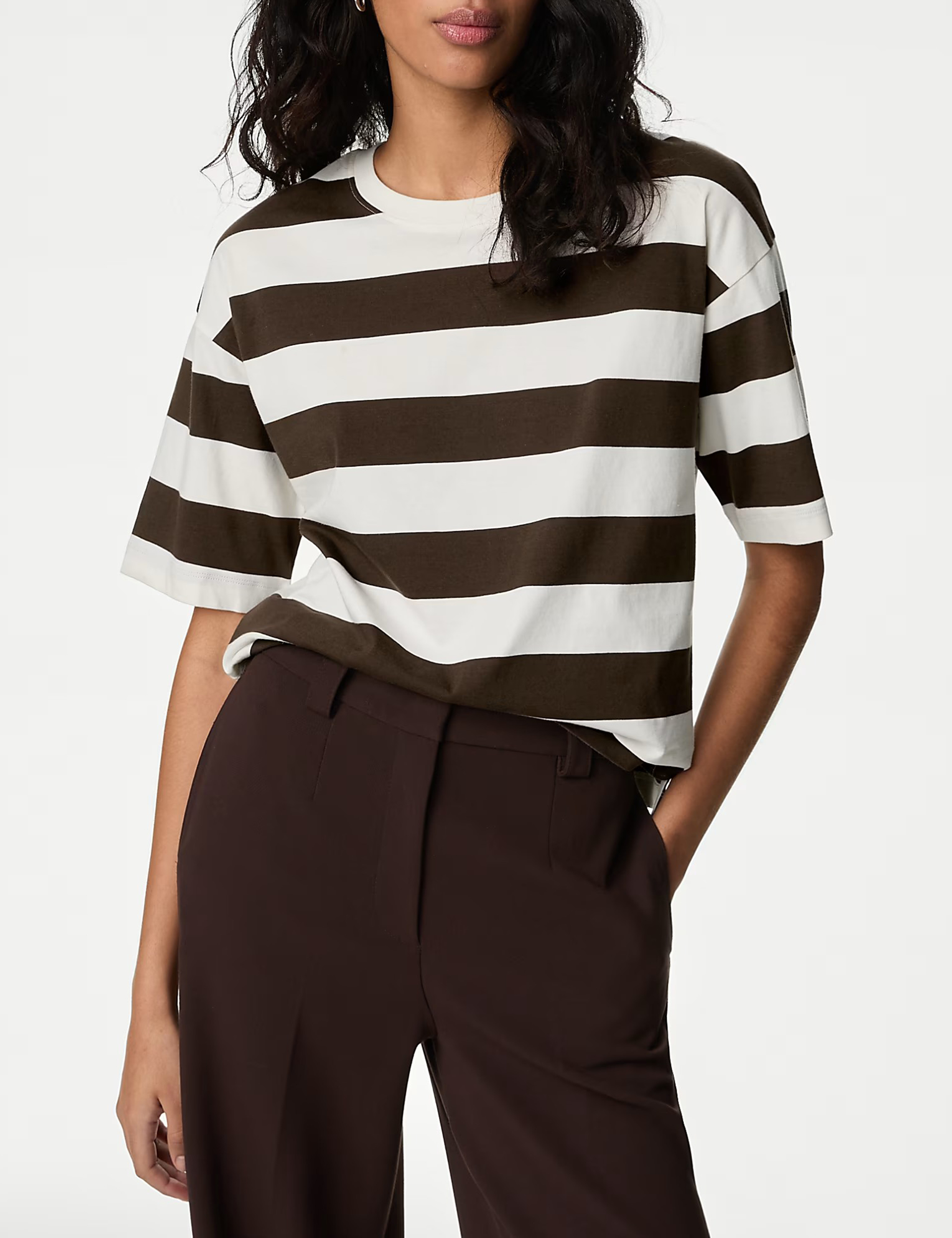 Pure Cotton Striped Boxy T-Shirt