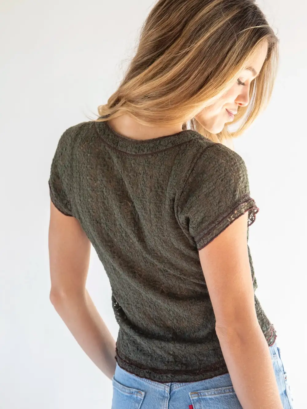 Ashley Lace Top - Dark Olive