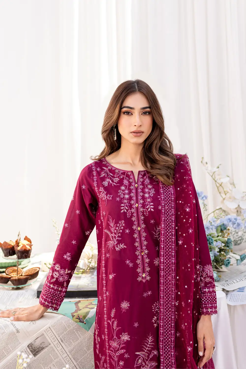 Liara 3Pc - Embroidered Lawn Dress