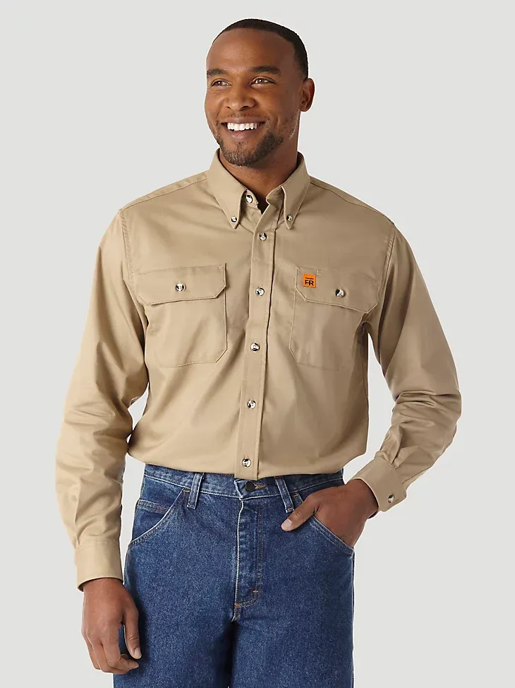 WRANGLER® RIGGS WORKWEAR® FR FLAME RESISTANT WORK SHIRT IN SLATE GREY