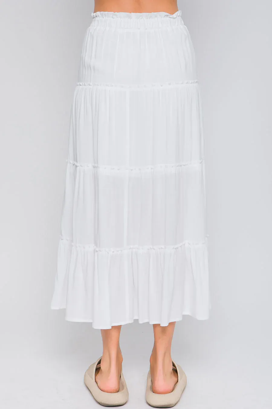 Ruffle Tiered A-Line Long Maxi Skirt