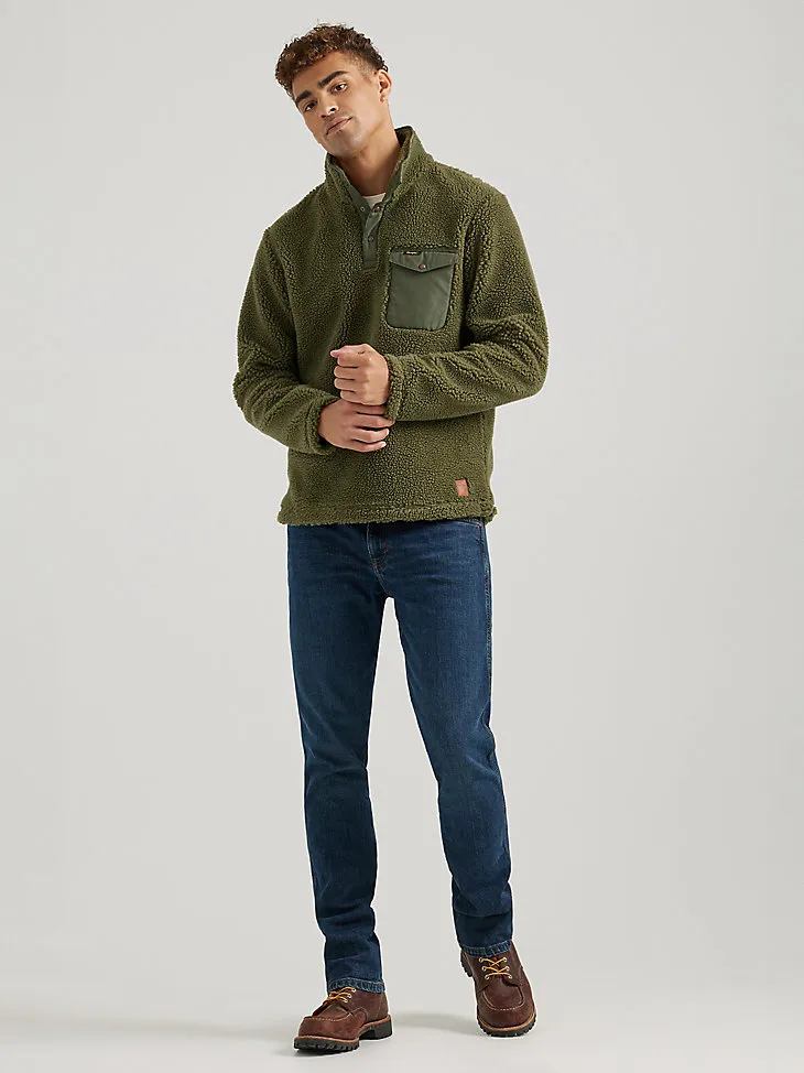 WRANGLER X BUFFALO TRACE™ MEN'S SHERPA PULLOVER IN KENTUCKY GREEN