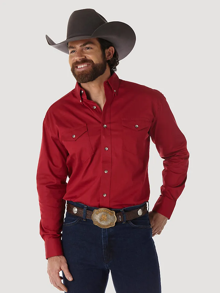 PAINTED DESERT® LONG SLEEVE BUTTON DOWN LIGHTWEIGHT SOLID TWILL SHIRT IN RED