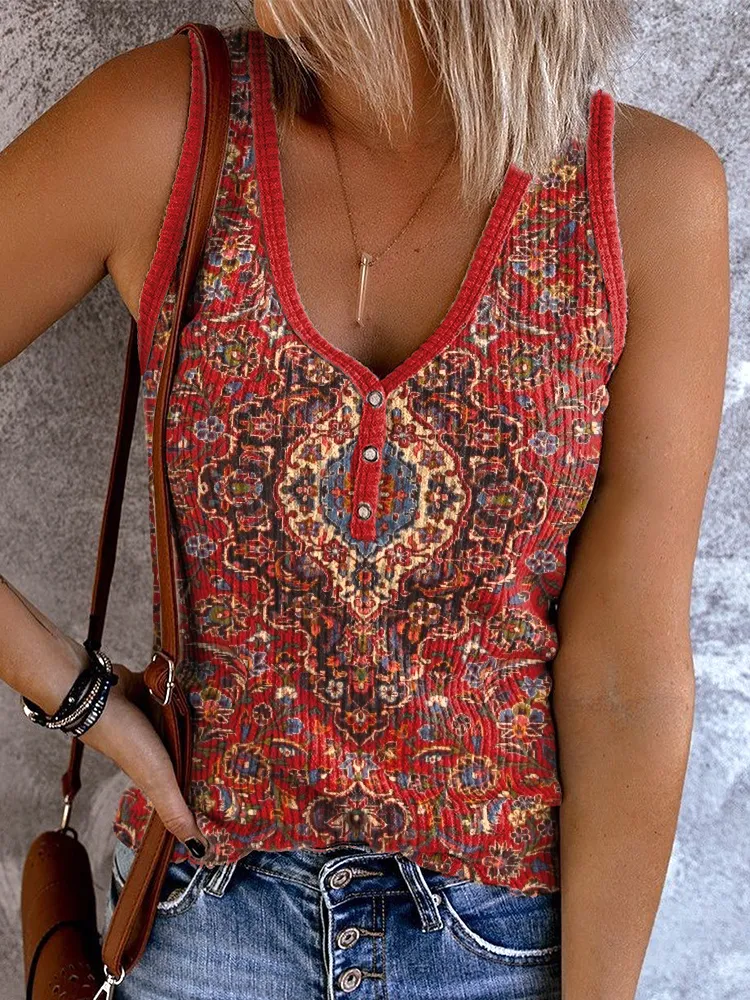 Vintage Ethnic Pattern Cozy Tank Top