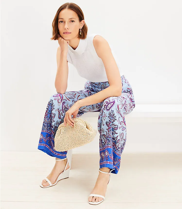 Fluid Pull On Wide Leg Pants in Paisley