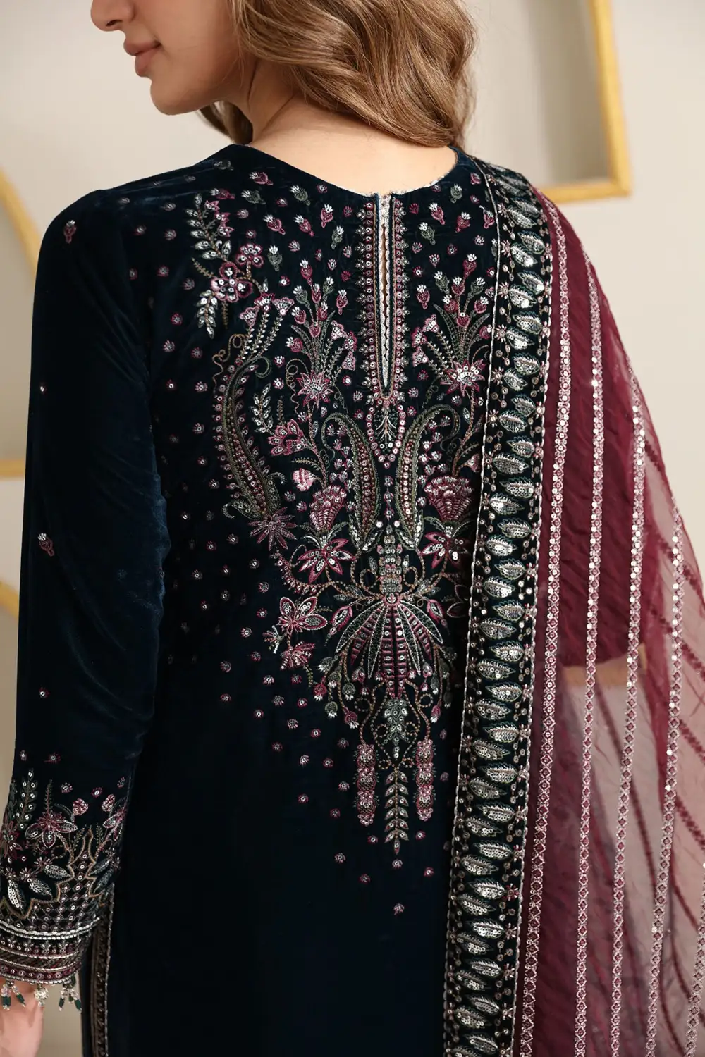 Embroidered Velvet Formal Sets