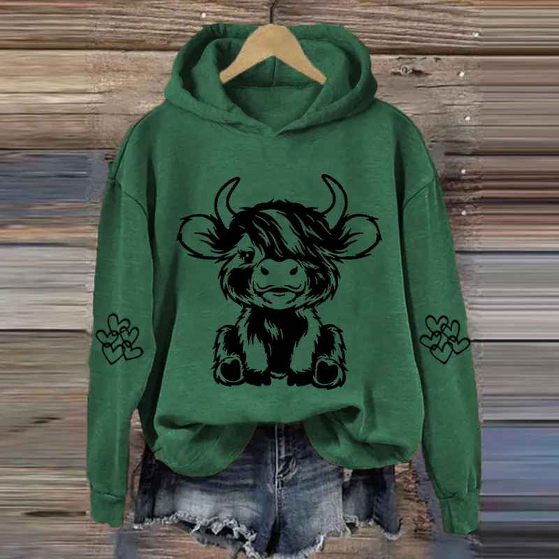 Women's Highland Cow Casual Hoodie