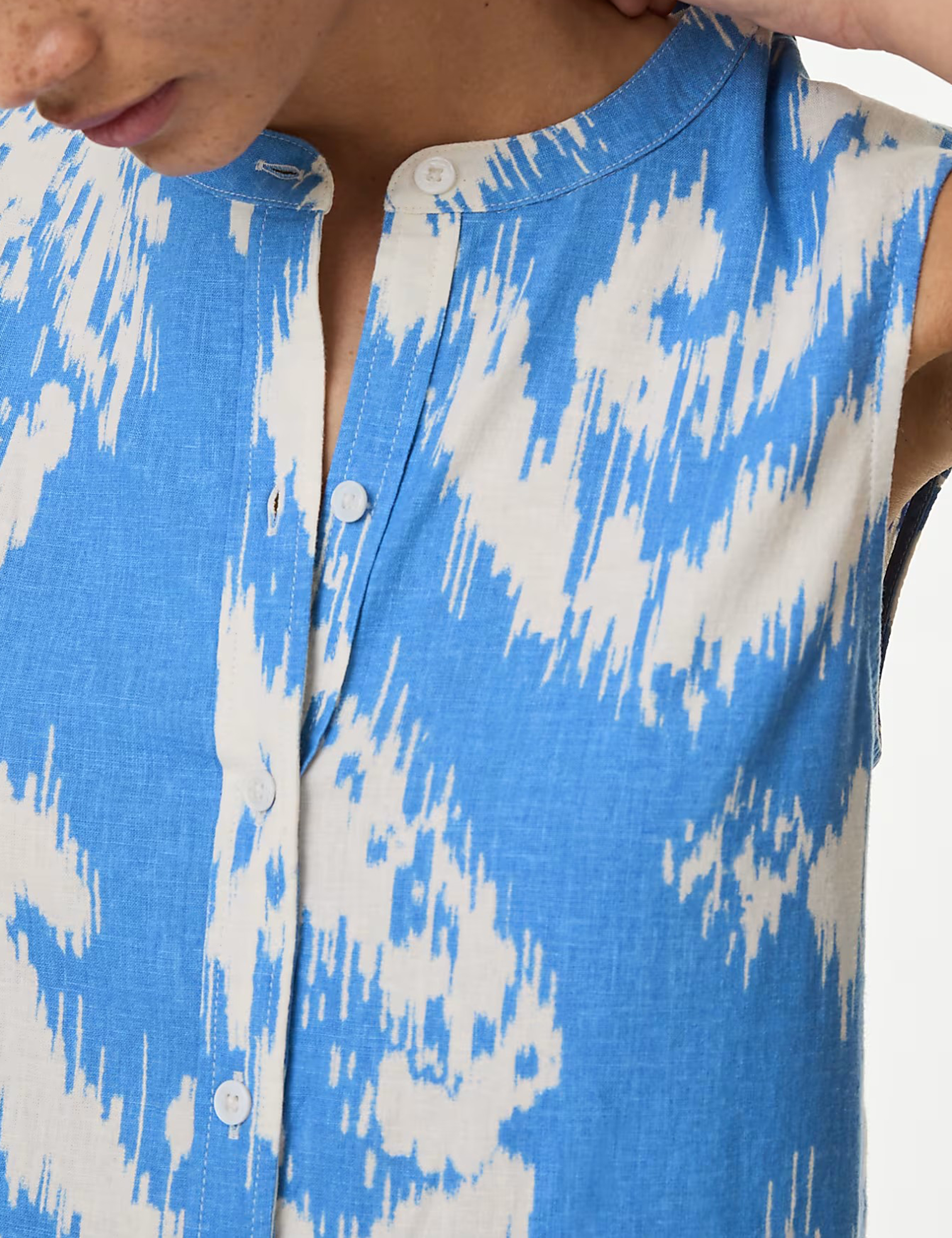 Linen Rich Printed Button Through Shirt