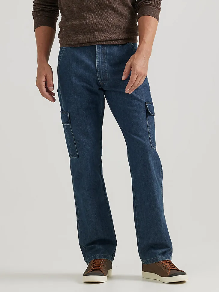 WRANGLER® DENIM LOOSE FIT CARGO JEAN IN MEDIUM STONEWASH DENIM