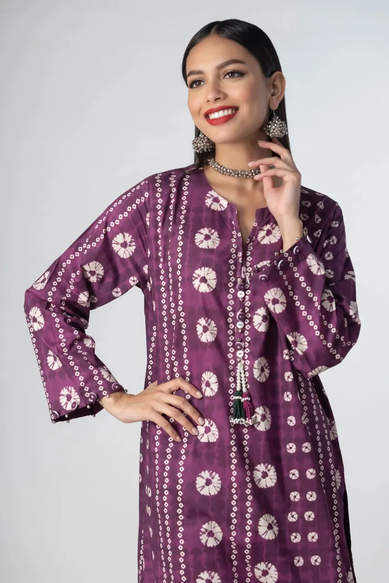 2 Piece Kurta | Embroidered & Pants Purple